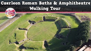 CAERLEON ROMAN BATHS amp AMPHITHEATRE WALES  Walking Tour  Pinned on Places [upl. by Kinney]