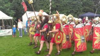 Roman Reenactment at the Amphitheatre in Caerleon Marching In [upl. by Llirpa52]