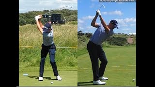 Justin Thomas golf swing  Long Iron faceon amp downtheline July 2017 [upl. by Torre]