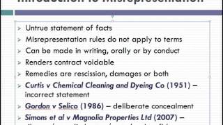 Misrepresentation Lecture 1 of 4 [upl. by Cherilynn829]